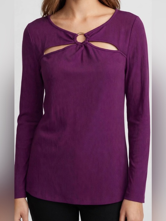 Nine West Tops - NINE WEST | NWT Purple Cutout Ribbed Long Sleeve Blouse